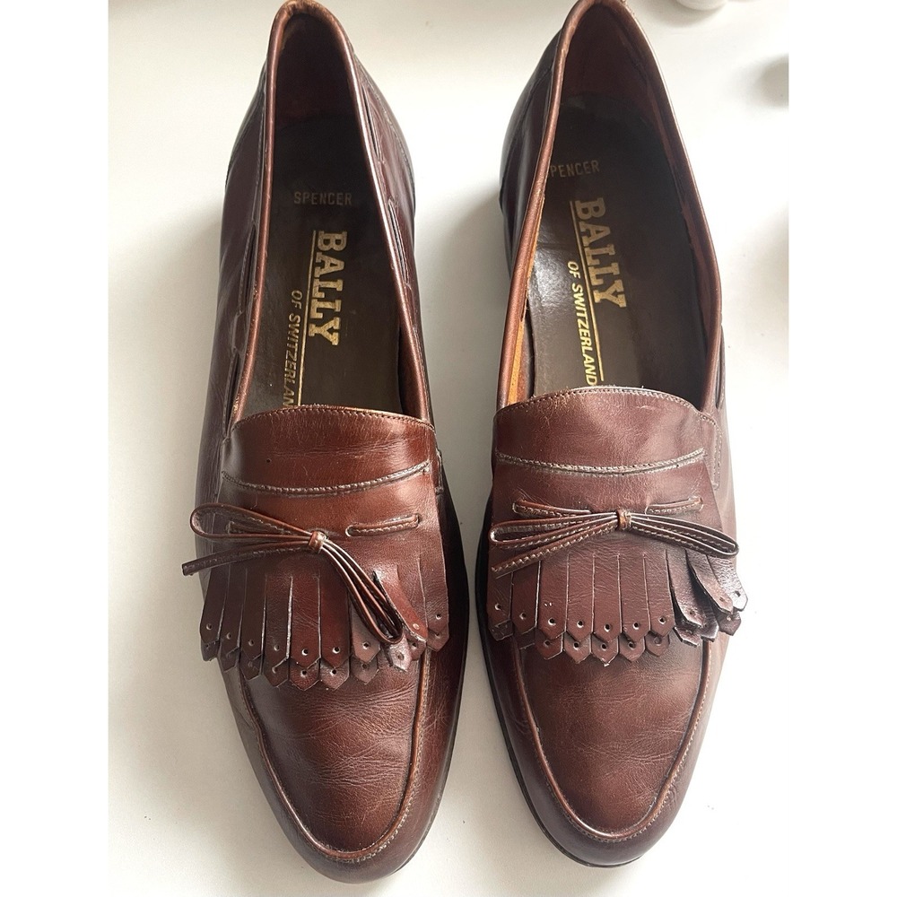 Men's Vintage Bally Of Switzerland Spencer Brown Leather Tassle Loafers 8.5 M
